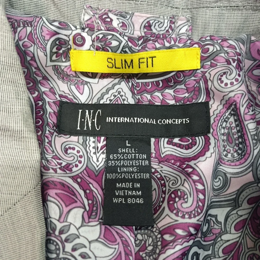 I.N.C. International Concepts Men's‎ L Gray Sport Coat Blazer Paisley Lining NWT